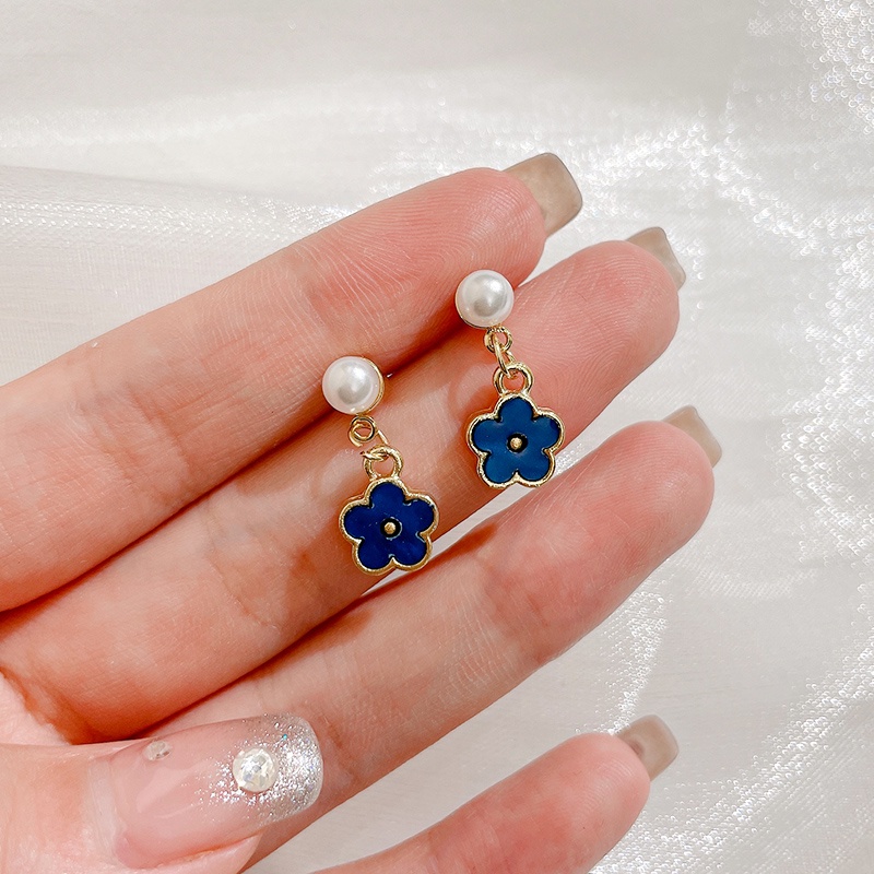 Khuyên Tai Đính Đá Xanh Dương Thiết Kế Mới Cao Cấp Thời Trang Mùa Hè Dành Cho Nữ 2022