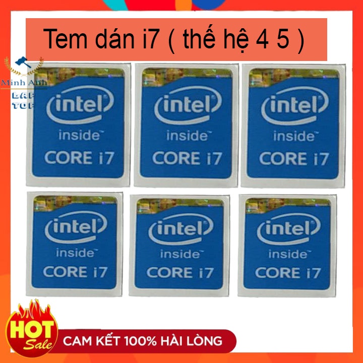 tem dán nhãn core i7 thế hệ 4 5 intel - Màu Xanh