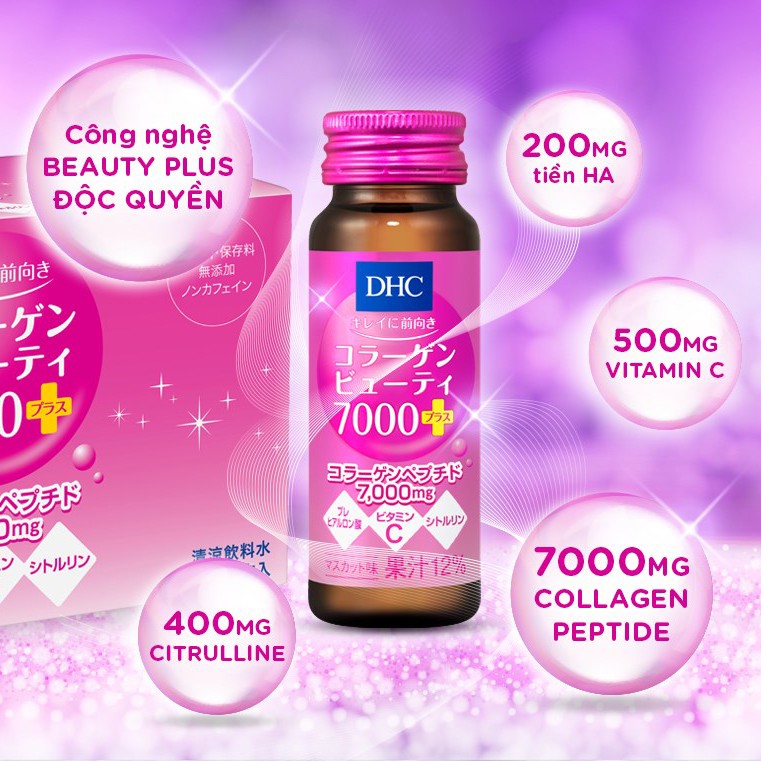 Collagen nước DHC Nhật Bản làm đẹp da mặt chống lão hóa cấp nước dưỡng ẩm căng bóng mịn bổ sung collagen dạng nước uống