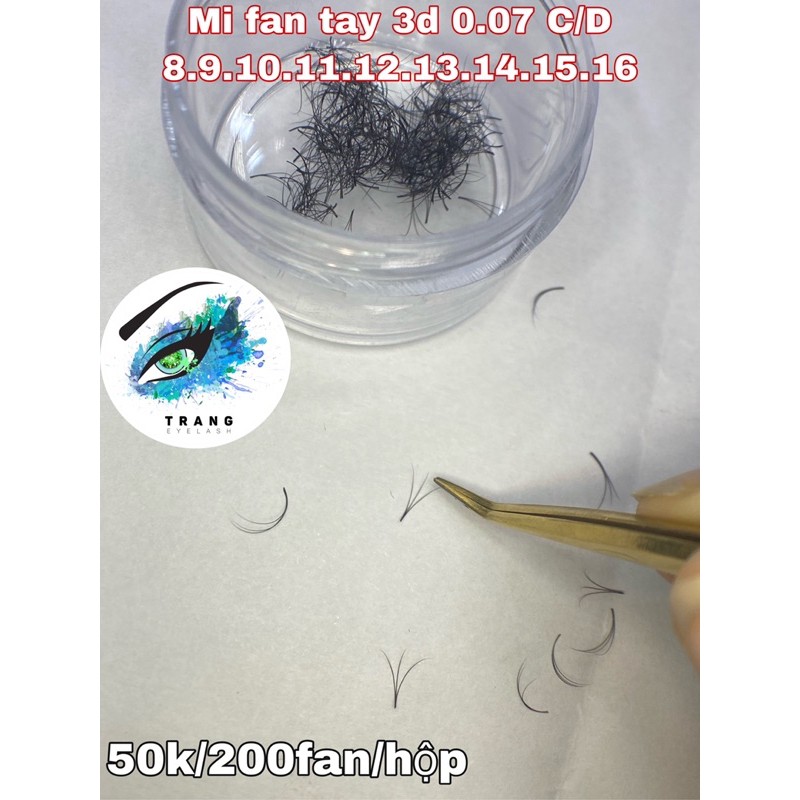 FAN TAY Thợ tự gắp với keo nối mi 3D 4D 5D 6D 0.07 & 0.10 & 0.05 8-12mm, chân keo nhỏ