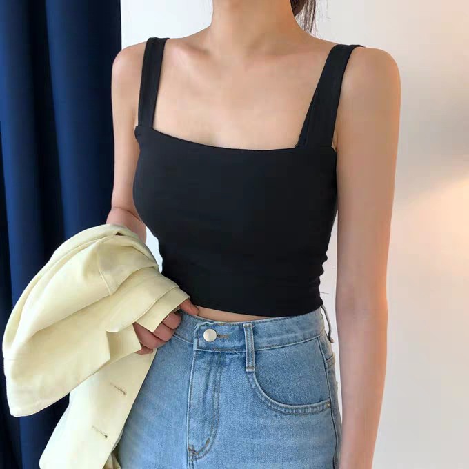Áo 2 Dây Bản To Không Đệm Dáng Lửng Ôm Body