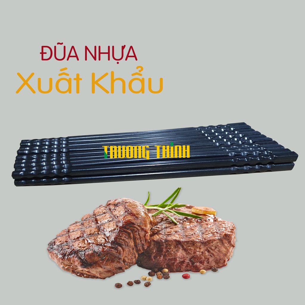 Đũa Nhựa Đen Xoắn Cao Cấp 2 Đầu Chống Trơn Trượt Sang Trọng Chất Lượng Kháng Khuẩn Chịu Nhiệt Cao Trường Thịnh 05 đôi.