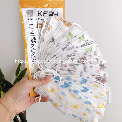 TỰ CHỌN MẪU - Combo 50 chiếc khẩu trang cho bé 4D - UNI MASK KIDS KF94 trẻ em kháng khuẩn - Khẩu trang an toàn cho bé