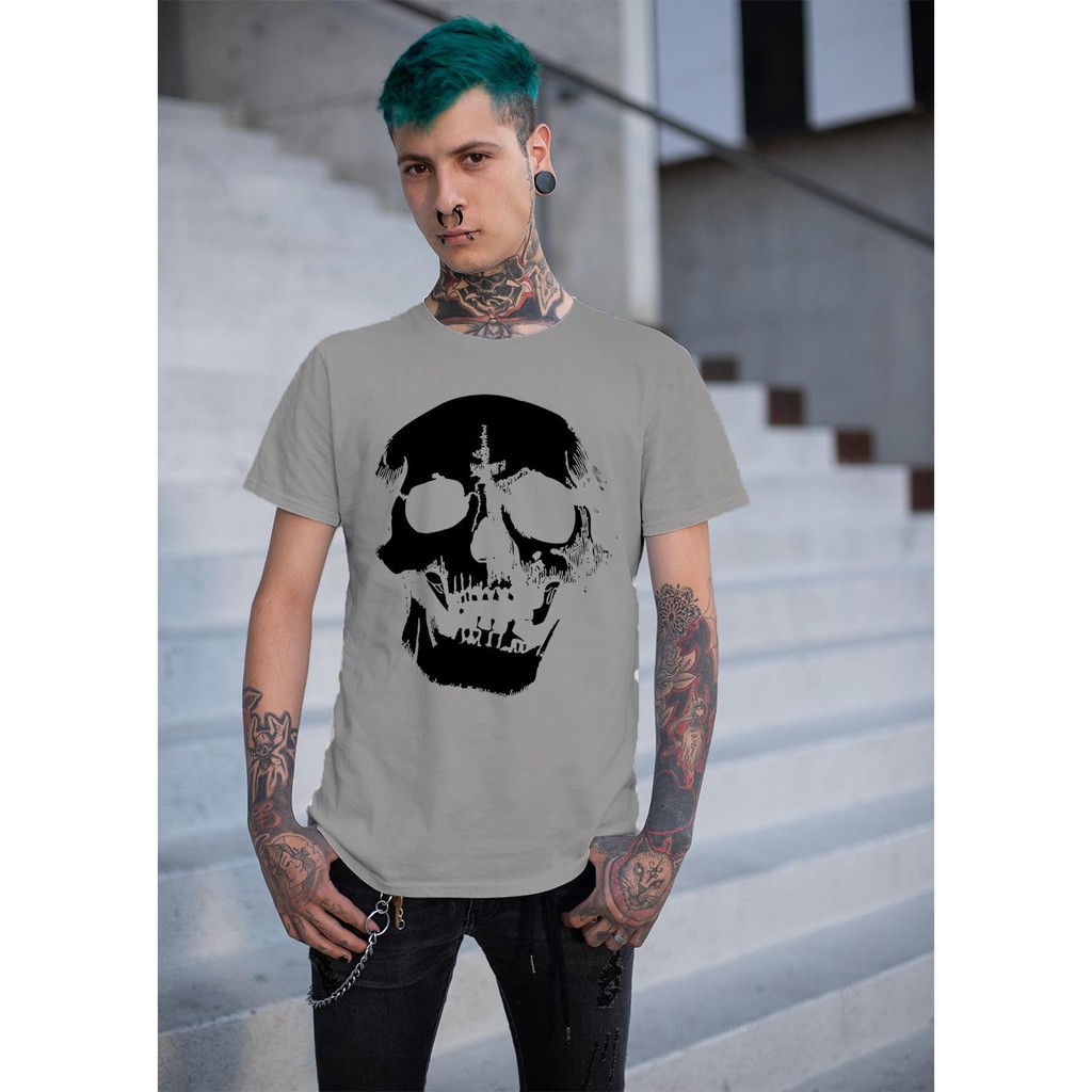 Áo thun Nam in hình hình xăm dạng đầu lâu màu đen - Cotton Thun Phong Cách Cá Tính - Cực Chất Và Đẹp