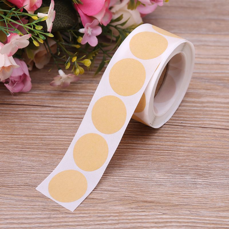 Set 500 nhãn dán giấy kraft tròn trơn phong cách vintage dùng đóng gói quà tặng thủ công diy