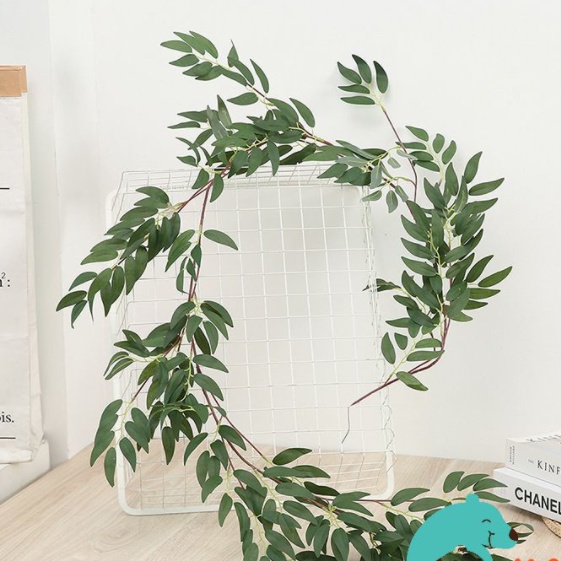 Dây lá oliu, lá olive, dây lá táo, lá nhựa decor phụ kiện trang trí sinh nhật phong cách Hàn Quốc