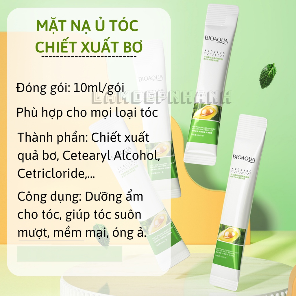 Mặt Nạ Ủ Tóc Siêu Mềm Mượt chiết xuất Bơ BIOAQUA 10ml - dưỡng ẩm tóc, chống khô xơ, gãy rụng