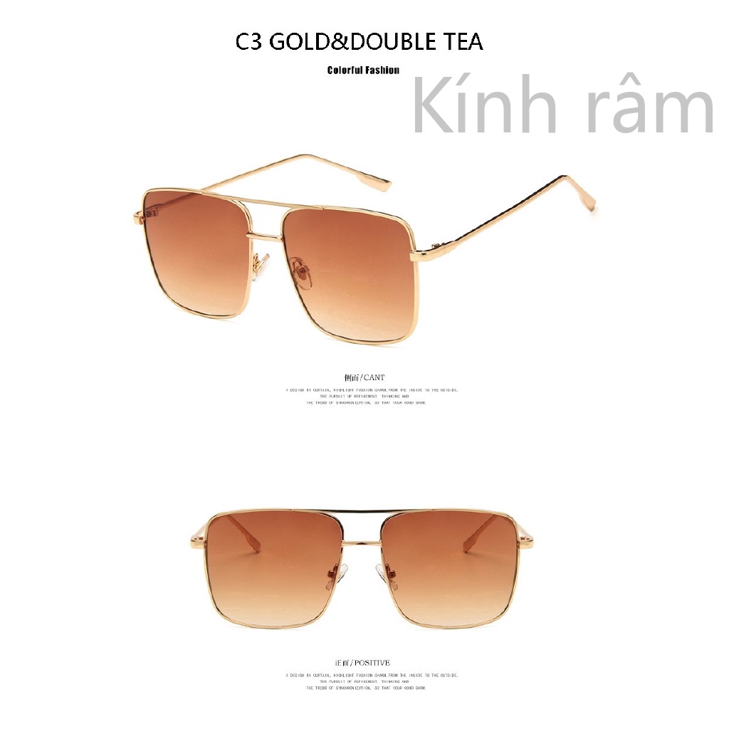 Kính mát oversized gọng kim loại sang trọng cho nam và nữ