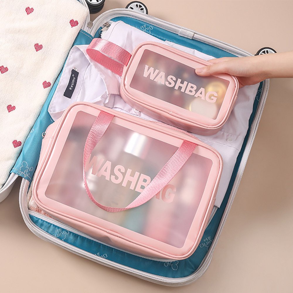 Túi đựng mỹ phẩm du lịch mini trong suốt WashBag Túi đựng đồ trang điểm makup chống nước (Combo 3 túi)