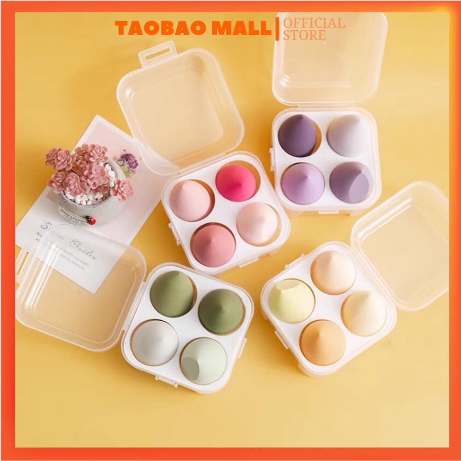 Set 4 Mút tán kem nền, phấn nước mút trang điểm dạng giọt nước siêu tiện dụng, mềm mại, dễ tán và dễ dàng vệ sinh