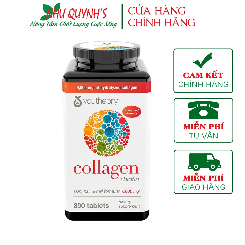 Viên uống Collagen và Biotin Youtheory, Mỹ (390v)