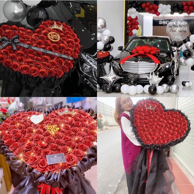 Hoa chúc  mừng -hoa sinh nhật- Bó hoa hồng nhũ 99 bông tình yêu vĩnh cửu tặng full topping ( nhận đặt theo yêu câu)