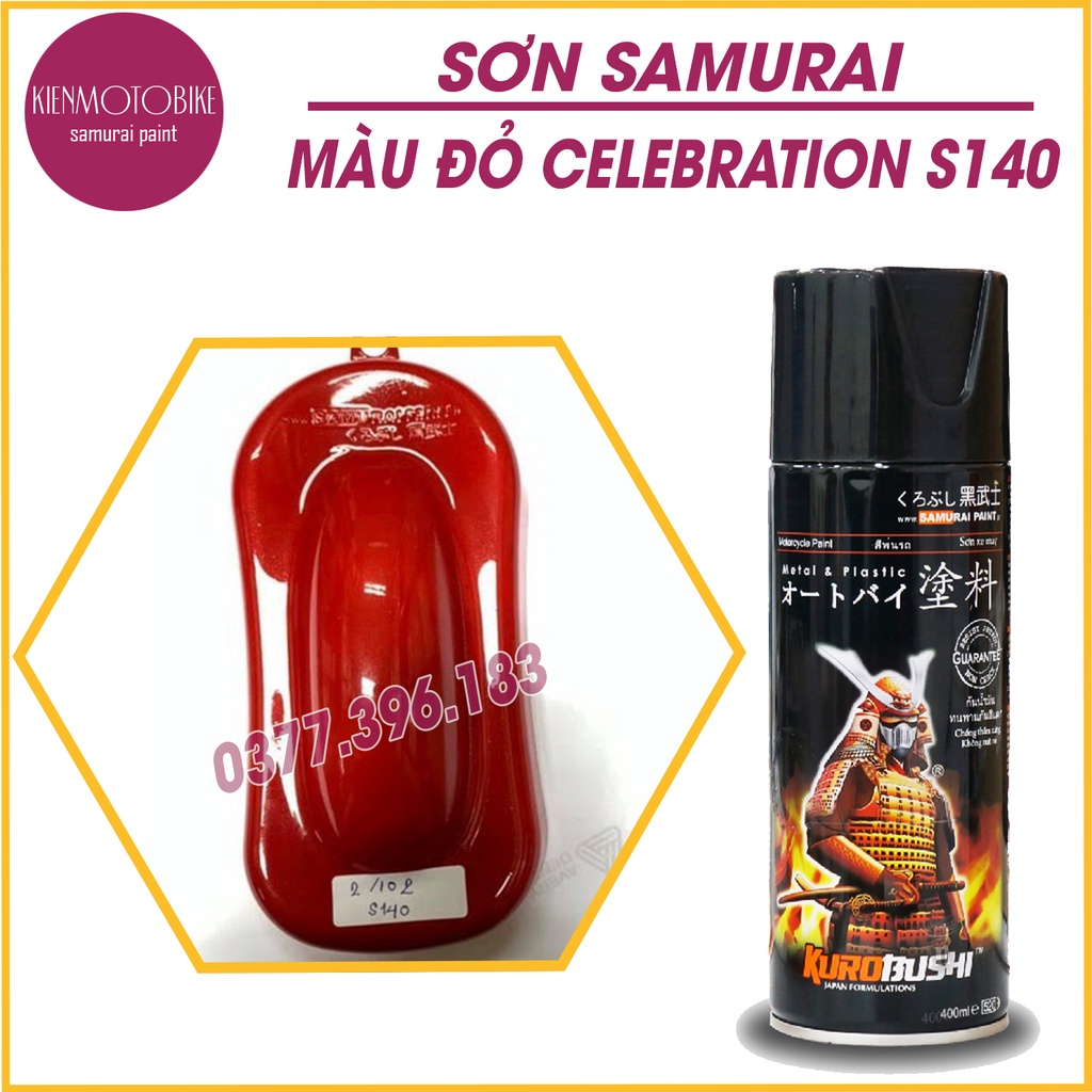 Sơn samurai đỏ celebration S140* - chai sơn xịt chuyên dụng dành cho sơn xe máy, ô tô
