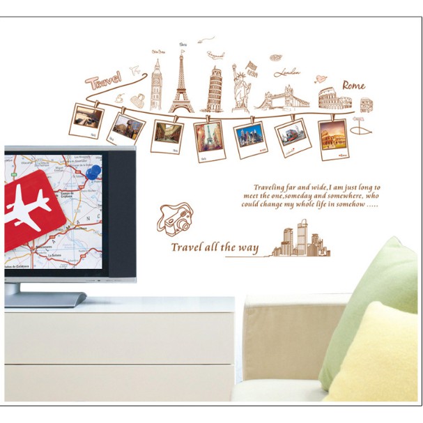 Decal trang trí tường -Sưu Tầm hình ảnh Travel all the way