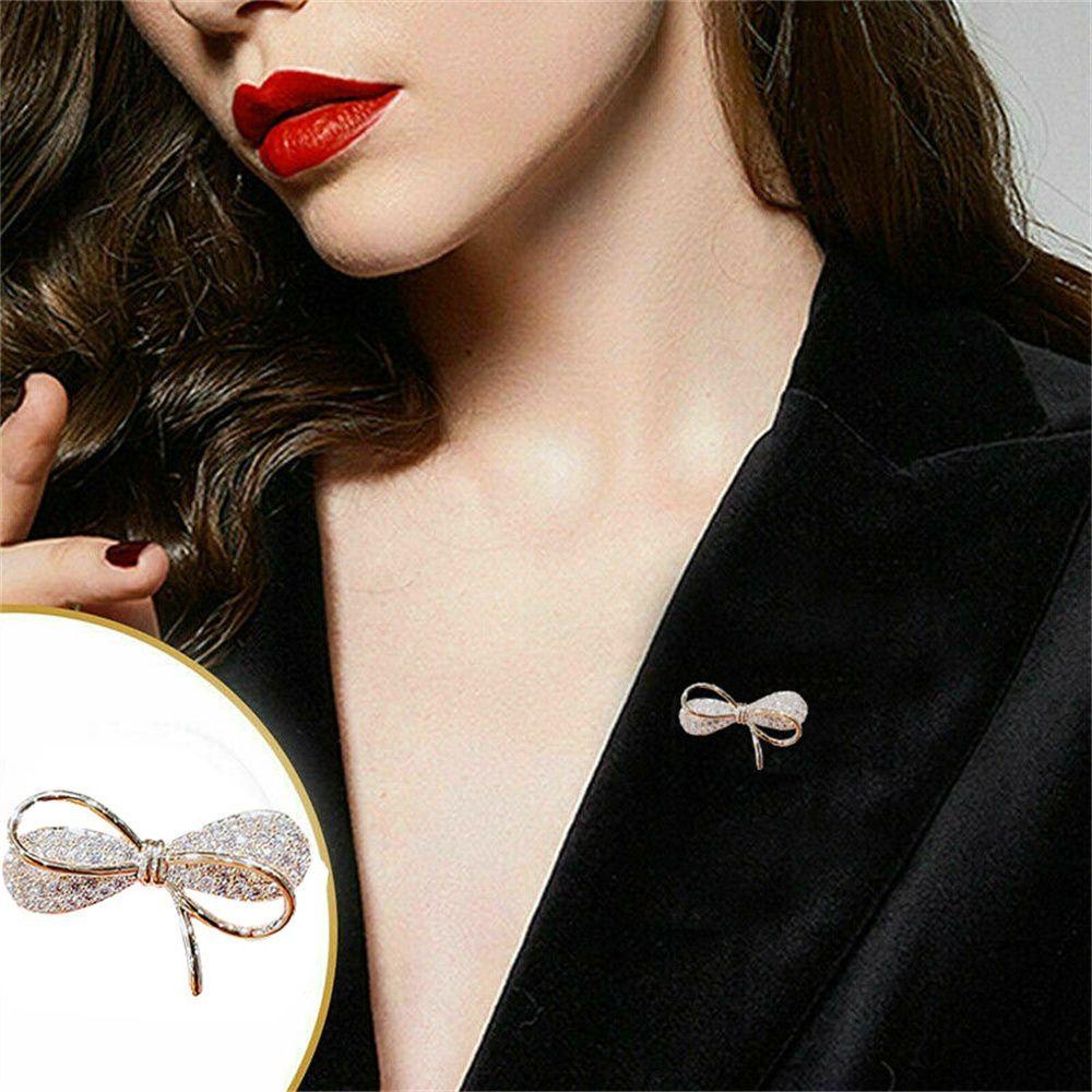 MAX=&gt; Jewelry Bow Brooch Wedding Metal Lapel Pin Women's Brooch Coat Accessories Sweater Fashion Anti-glare Fixed Clothing