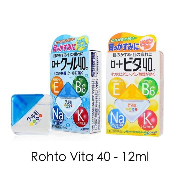 Thuốc Nhỏ Mắt Nhật Bản ROHTO 12ml | Nước Nhỏ mắt Rohto Nhật Bản Vita 40 bổ sung vitamin