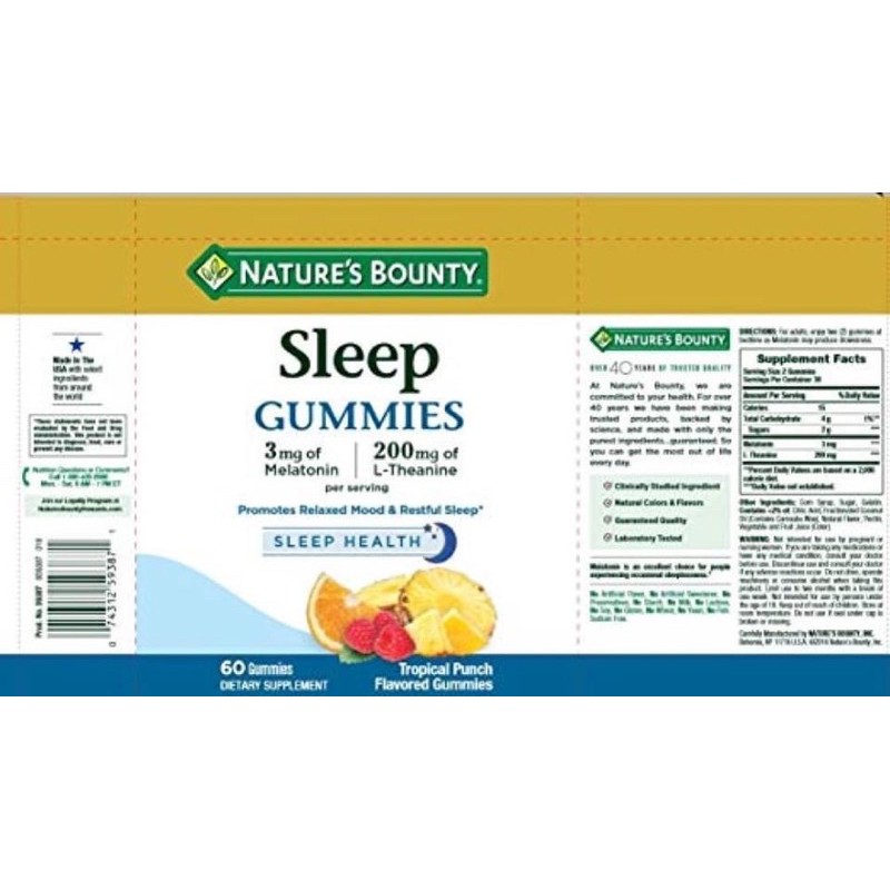 Nature’s Bounty Sleep Health Gummies 60v