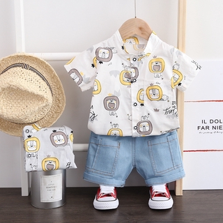 Casual Fashion Child Two-piece Suit 0-4 Years Old Cartoons Cotton Boys Shirt Cardigan Suit