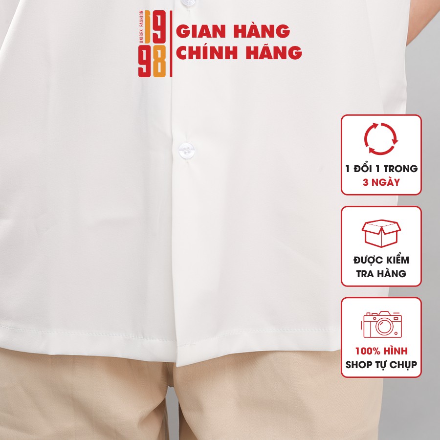 Áo sơ mi tay ngắn áo sơ mi cổ vest tay ngắn from rộng thương hiệu 1998 | BigBuy360 - bigbuy360.vn