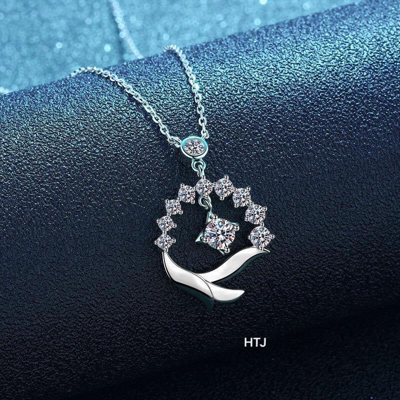 Dây chuyền bạc nữ mặt liền đính đá sang trọng LINH MIU SILVER