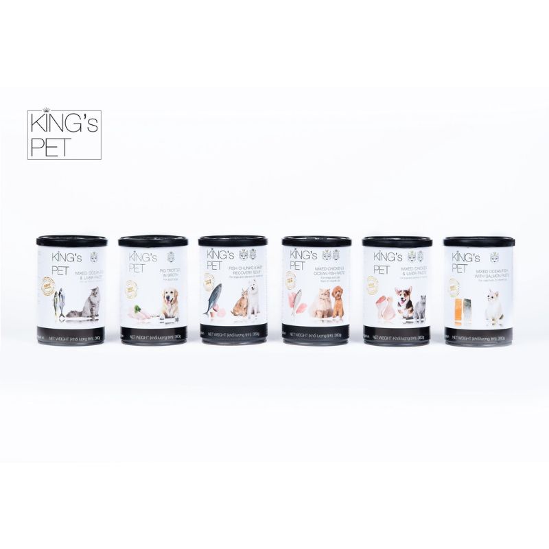Pate lon King's Pet cho chó và mèo siêu cấp nước đủ vị 380g