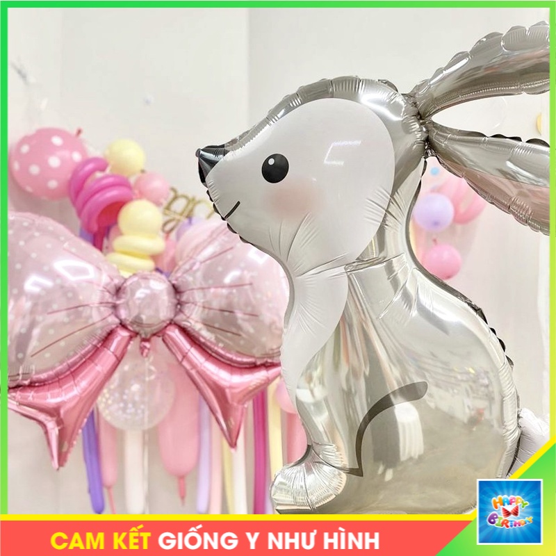 Bong bóng hình nhôm hình thỏ ngọc trang trí tiệc, trang trí sinh nhật