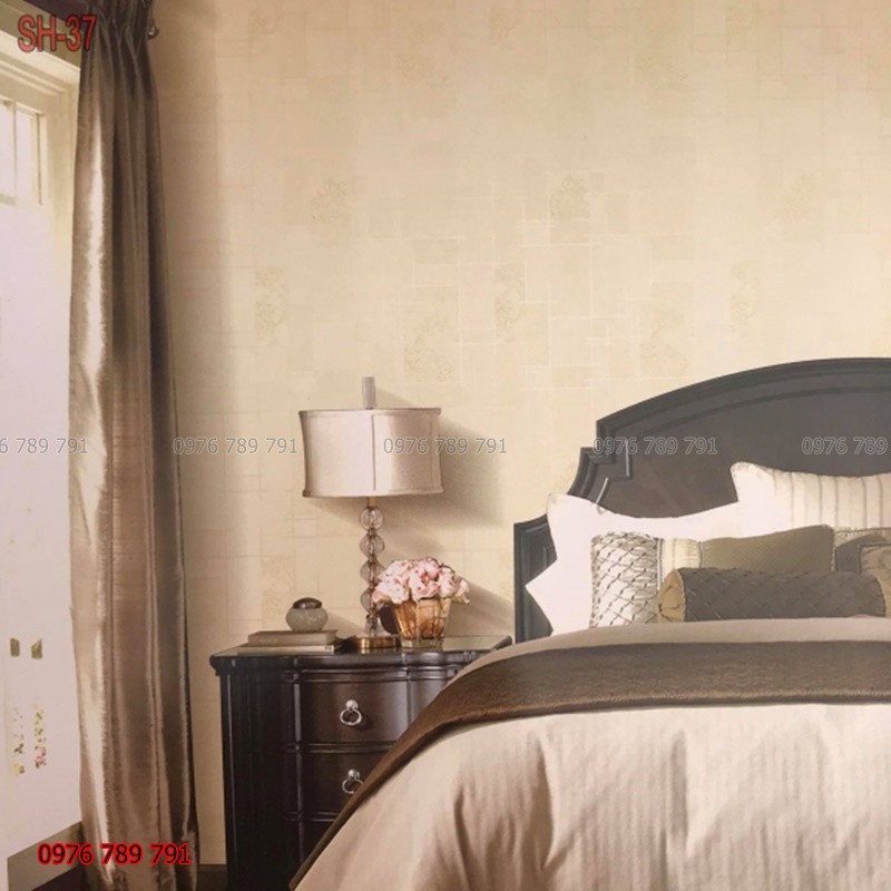 Giấy Dán Tường Phòng Ngủ Trơn Đường Vải Xước, Lụa Kim Tuyến Không Keo, Khổ 10m x 53 cm, Màu Trắng, Vàng,Xanh, Ghi, Xám