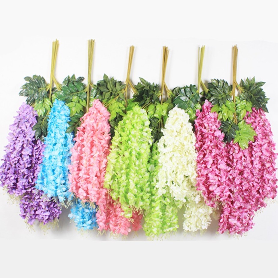 1 tá/12pcs 1.1M Cành Hoa Tử Đằng Giả Trang Trí Hoa giả lụa trang trí lễ kết hôn, sự kiện, nhà hàng, tiệc cưới hoa giả décor Trang trí trần nhà trang trí tường
