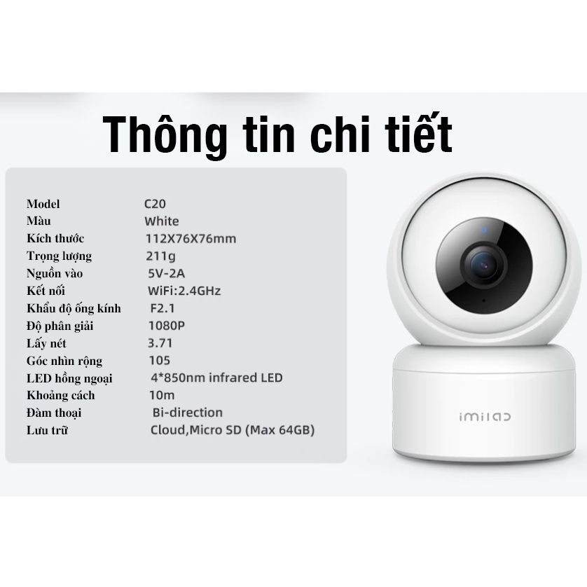 Camera IP giám sát C20 1080p IMILAB bản Quốc Tế