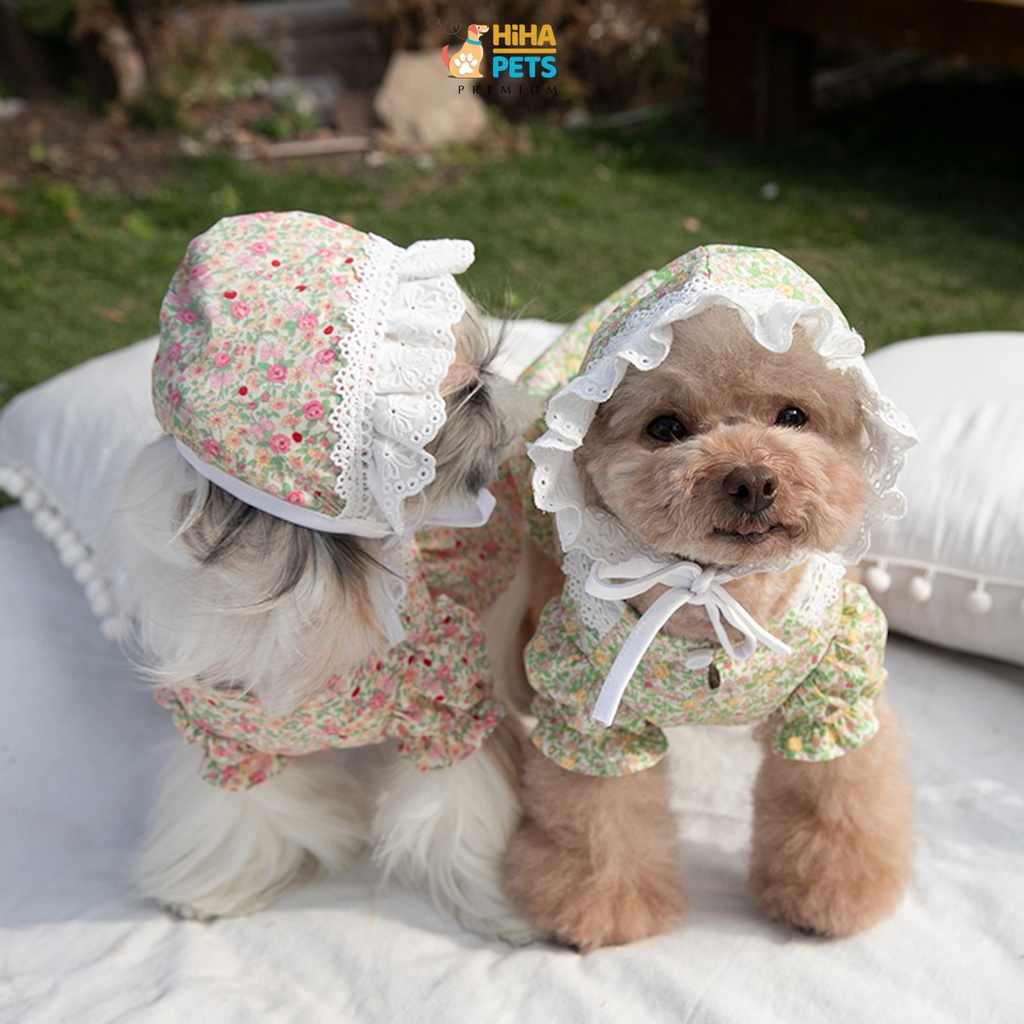 Áo Cho Cún Mèo Có Nón Đi Kèm Vải Hoa Cao Cấp Quần Áo Thú Cưng Thiết Kế Hàn Quốc Hihapet.