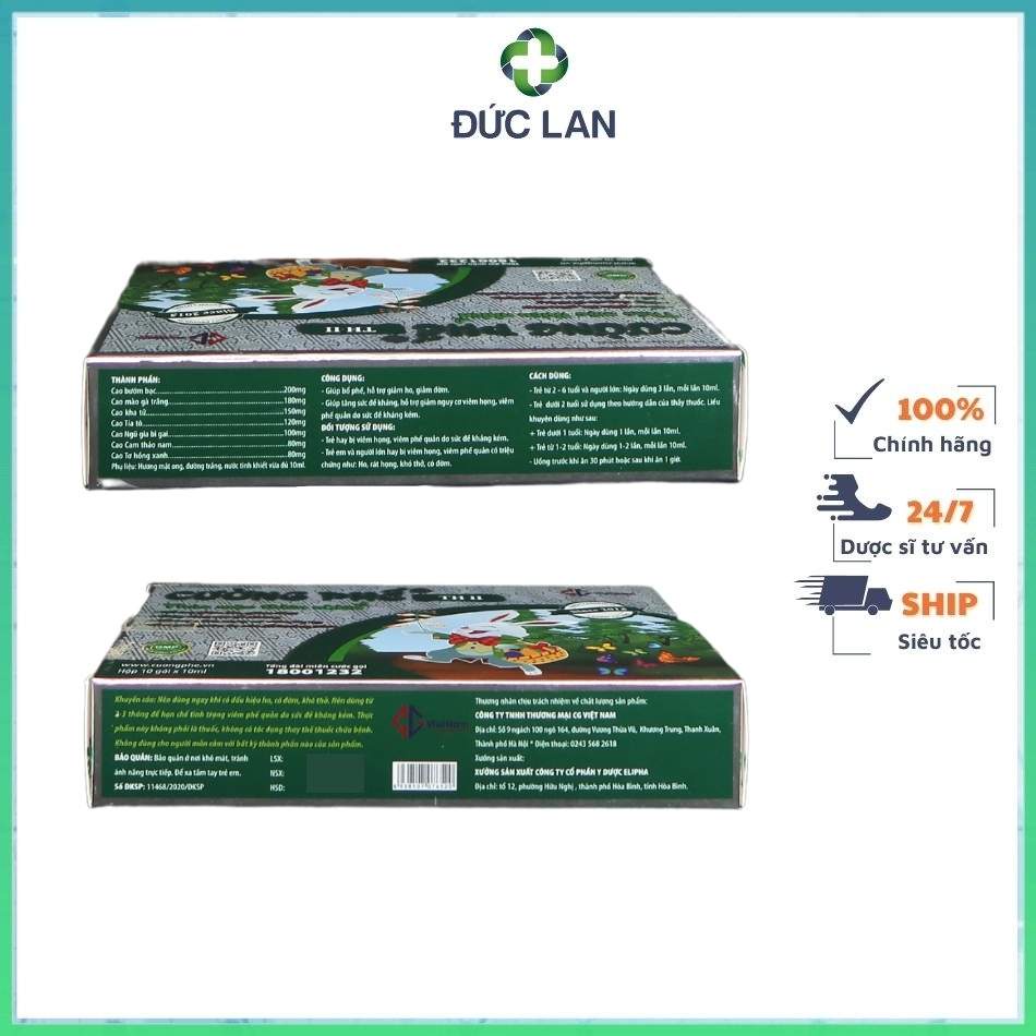CƯỜNG PHẾ TH II GÓI 10ML – GIẢM HO, TĂNG SỨC ĐỀ KHÁNG.