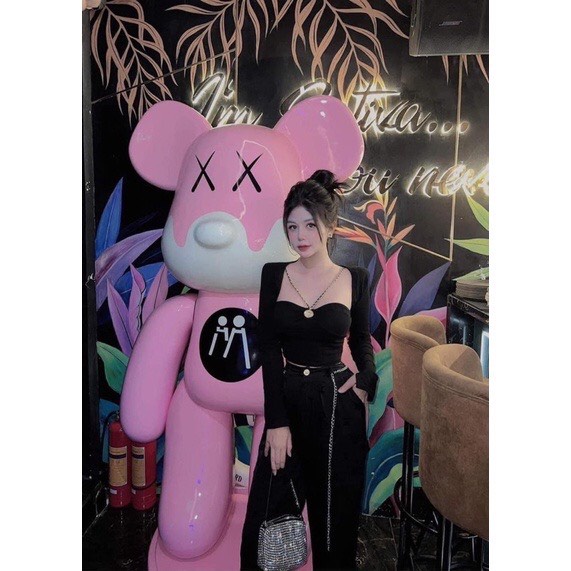 Set áo nơ ngực dây xích, áo croptop nơ ngực ôm body A1991