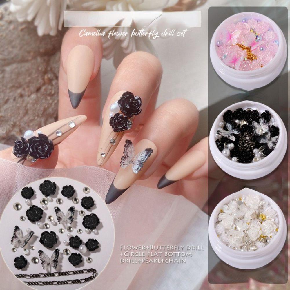 Hạt Charm Kim Loại Hình Hoa Trà 3D Trang Trí Móng Tay Nghệ Thuật DIY