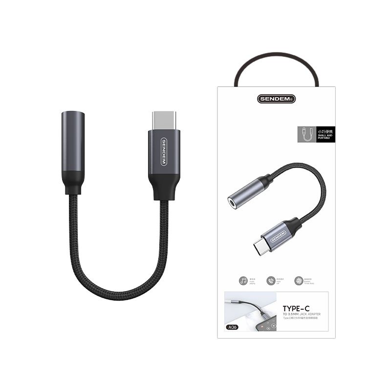 Cáp chuyển đổi Sendem A06 TypeC ra 3.5mm đàm thoại trực tiếp