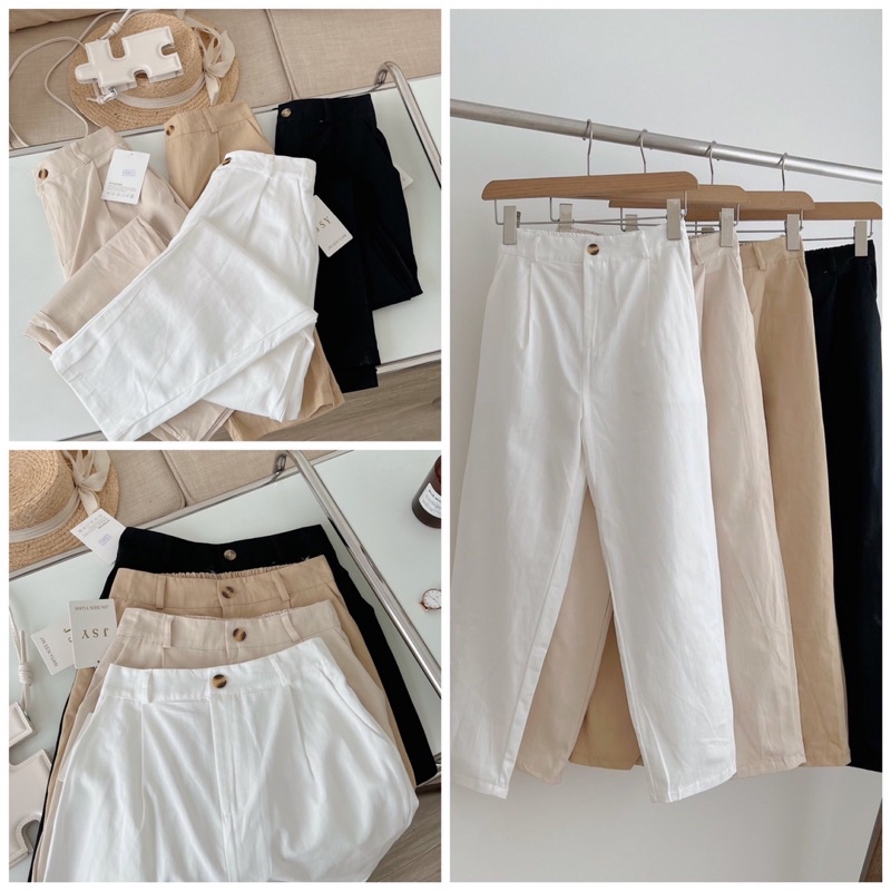 Quần baggy basic lưng chun sau QC