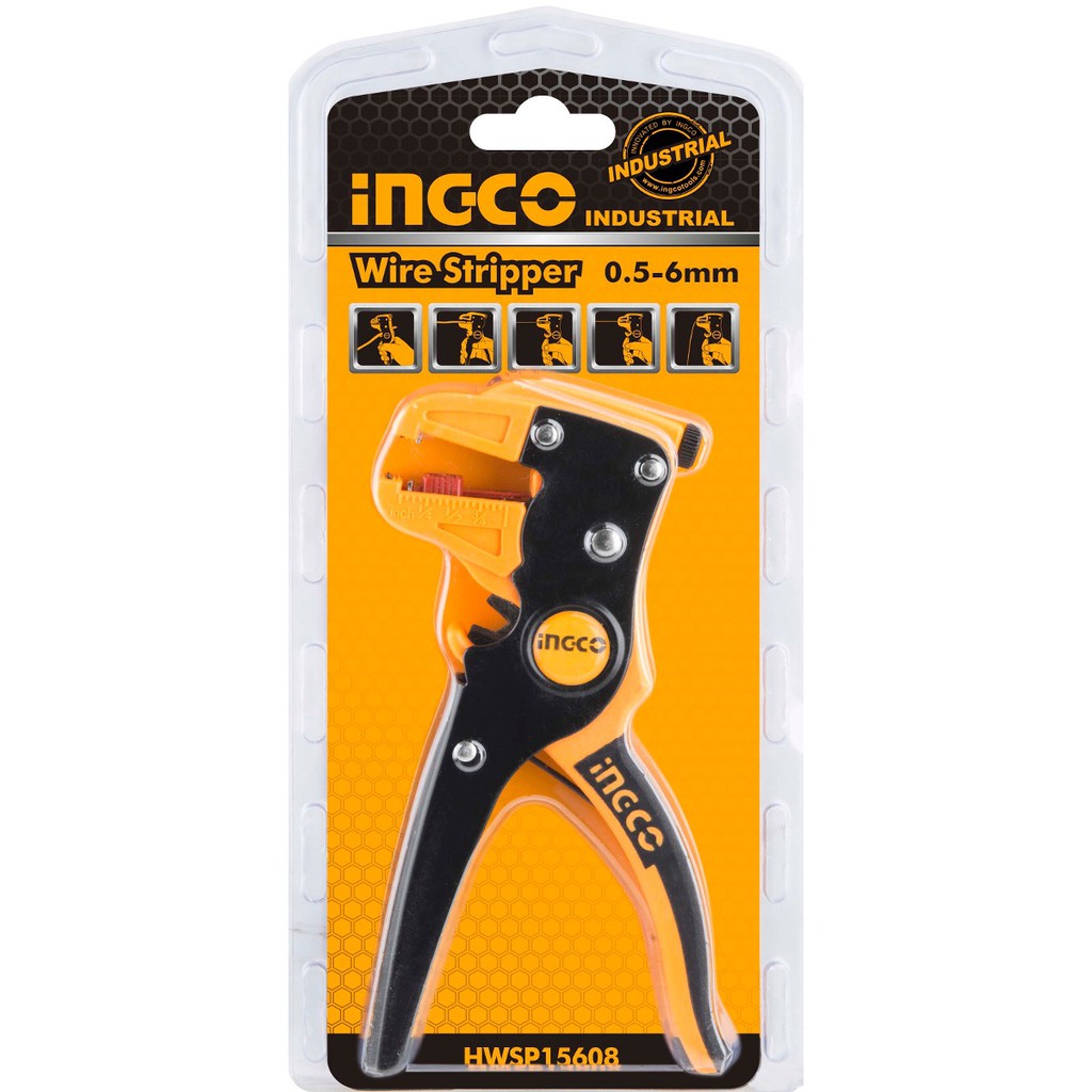 INGCO Kìm kềm tuốt dây điện mỏ quạ 0.5-6mm Wire Stripper HWSP15608
