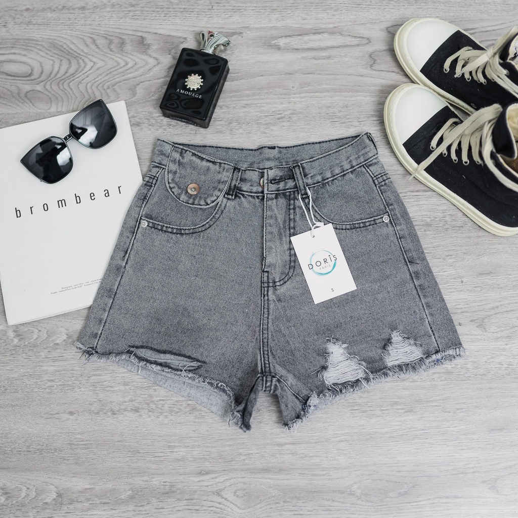Quần Short Jean Kiểu 2 Nút, Quần Sooc Nữ Phong Cách 2 Màu