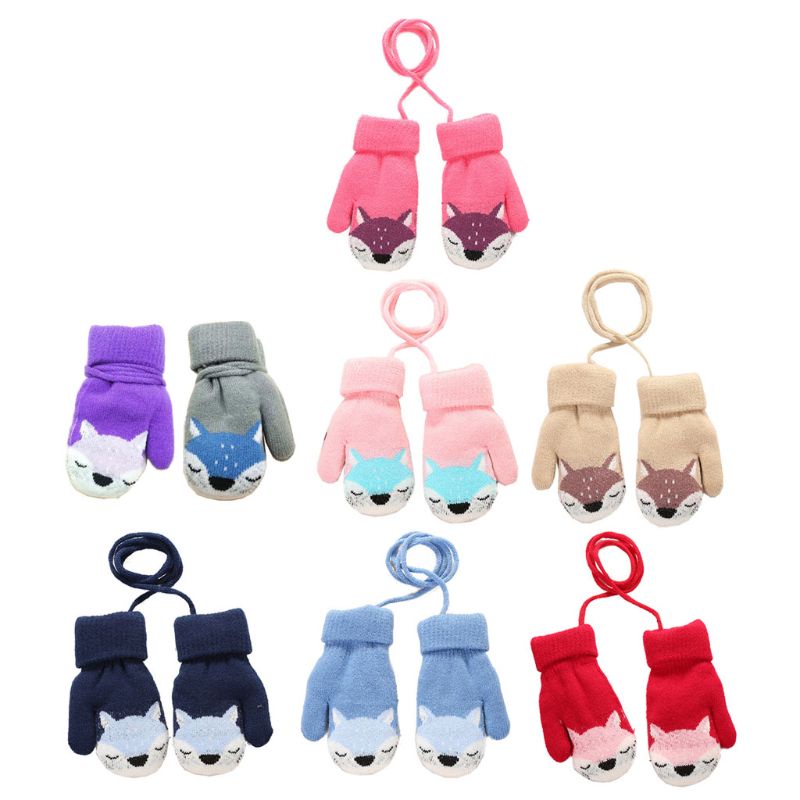 Găng Tay Giữ Ấm Mùa Đông In Họa Tiết Cáo Dễ Thương