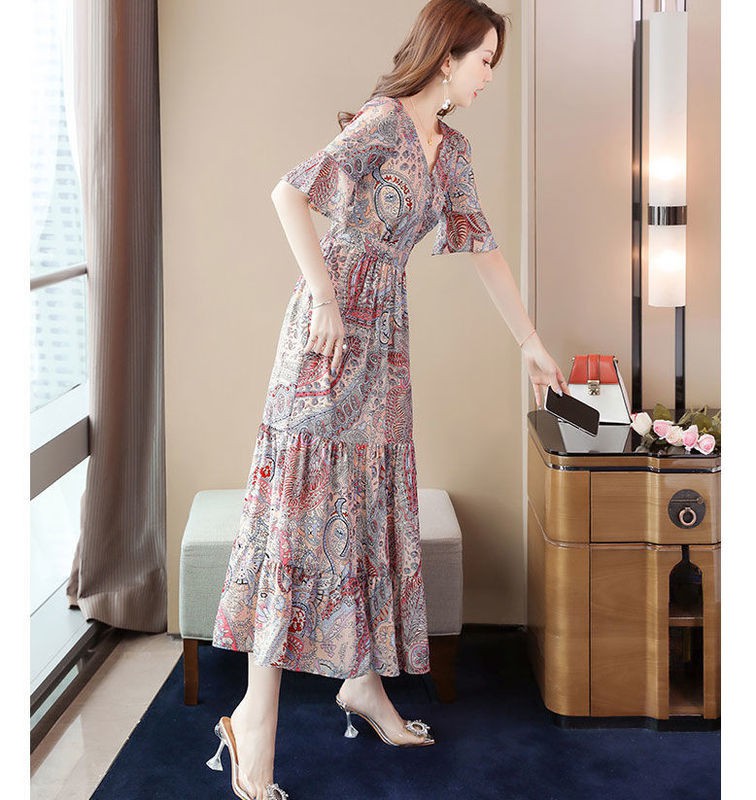 Đầm Cổ Chữ V Họa Tiết Hoa Thời Trang Hàn Quốc | BigBuy360 - bigbuy360.vn