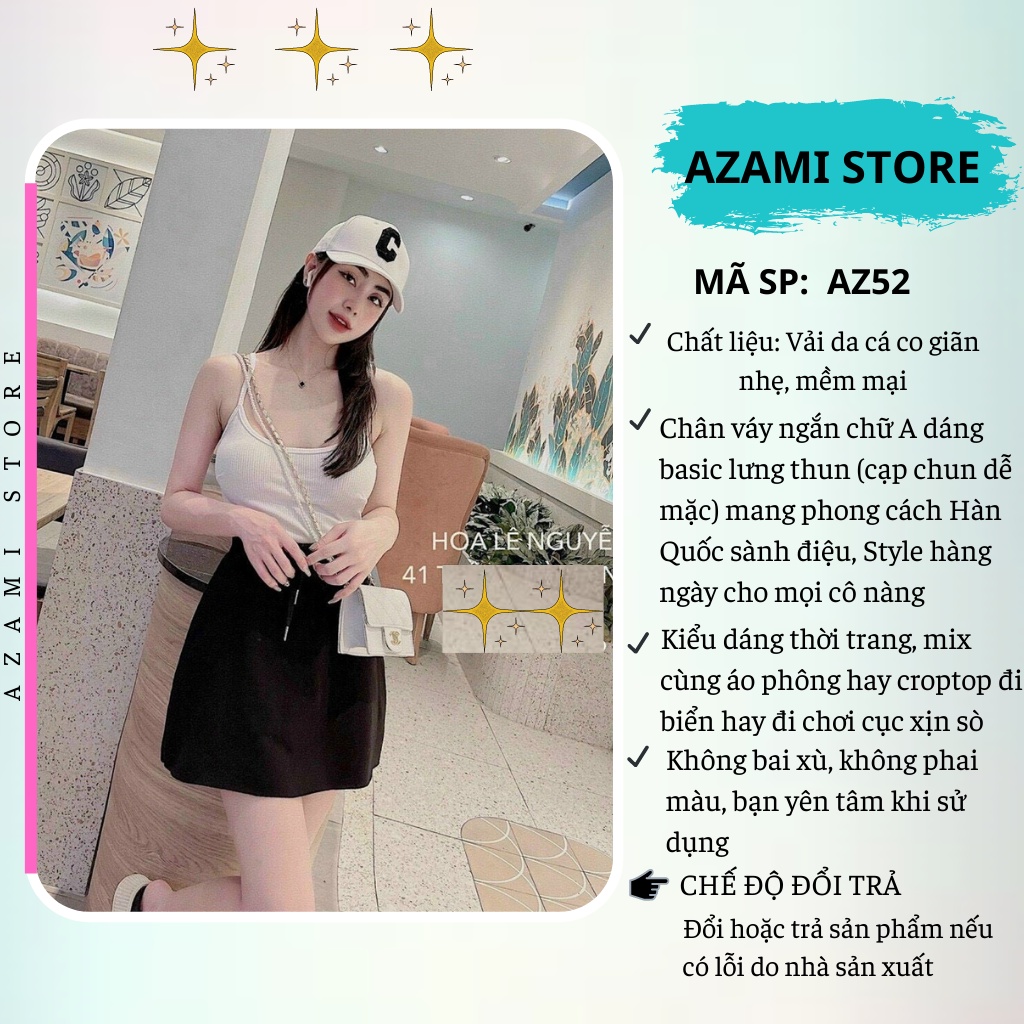 Chân Váy Chữ A Chất Liệu Thun Da Cá Co Giãn Nhẹ Kèm Thun Mềm Mại Dễ Mặc Azami Store AZ52