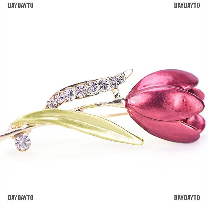 Ghim Cài Áo Hình Hoa Tulip Đính Đá Pha Lê Thanh Lịch