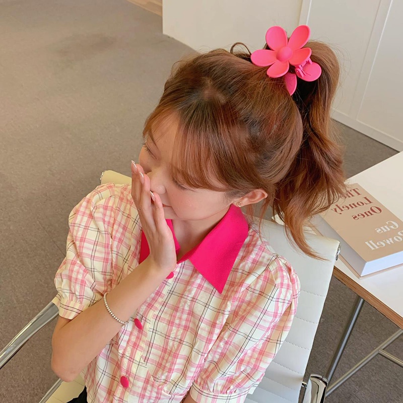 Kẹp Tóc Hình Hoa Màu Trơn Thời Trang Hàn Quốc Cho Nữ