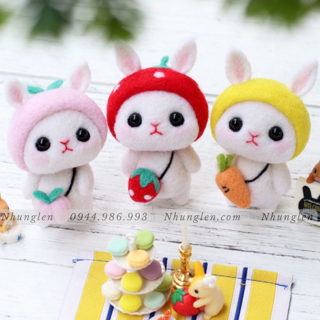 Bộ Len Chọc Có Hướng Dẫn THỎ THẬT THÀ - Neele felting Rabit, handmade