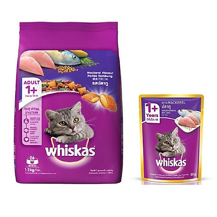 Thức ăn ướt pate / xốt Whiskas hương vị Cá biển dành cho mèo lớn - Gói 85g