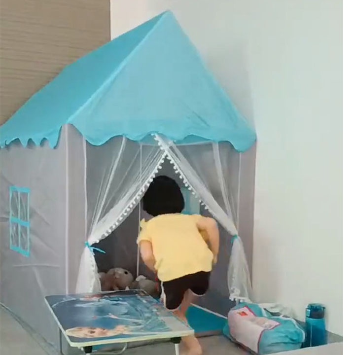 Lều Công Chúa S5 Khung bền chắc, vải rèm đẹp bé thích mê ly - KÈM PHỤ KIỆN ( thảm+ đèn tròn )