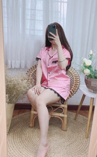 ( FreeSize Lụa ) Đồ Bộ Pijama Lụa Ren Đùi