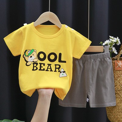 (CÓ SẴN) Bộ đồ cộc tay QUẢNG CHÂU  cho bé mẫu B64- COOL BEAR