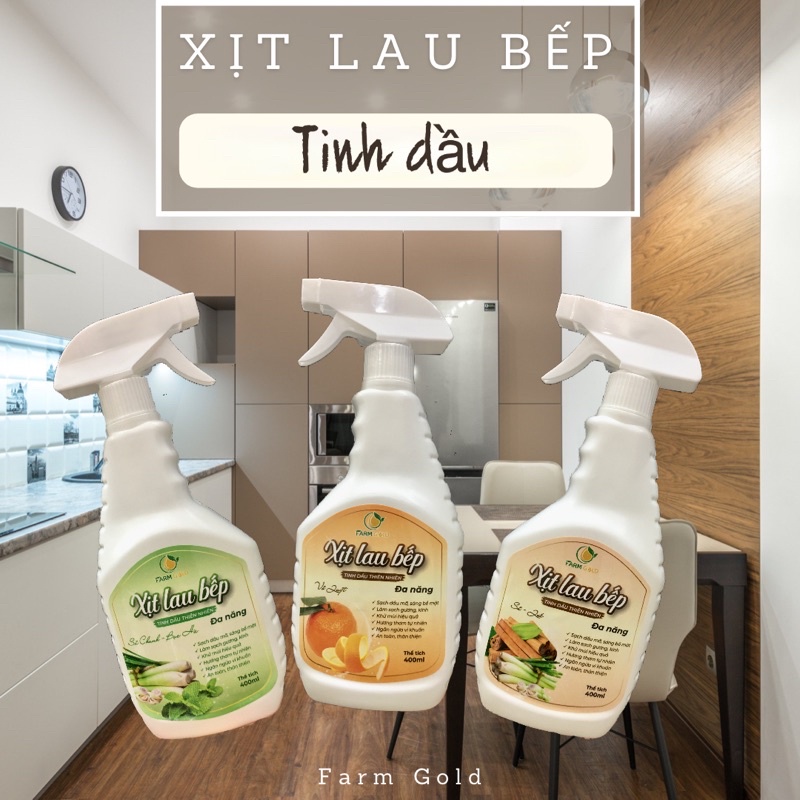 Xịt lau bếp, lau kính tinh dầu thiên nhiên đa năng Farm Gold - AN TOÀN - SẠCH - THƠM - THÂN THIỆN VỚI MÔI TRƯỜNG