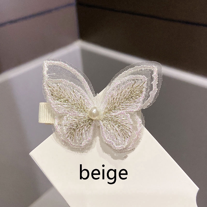 Kẹp tóc hình bươm bướm thêu ren xinh xắn cho nữ