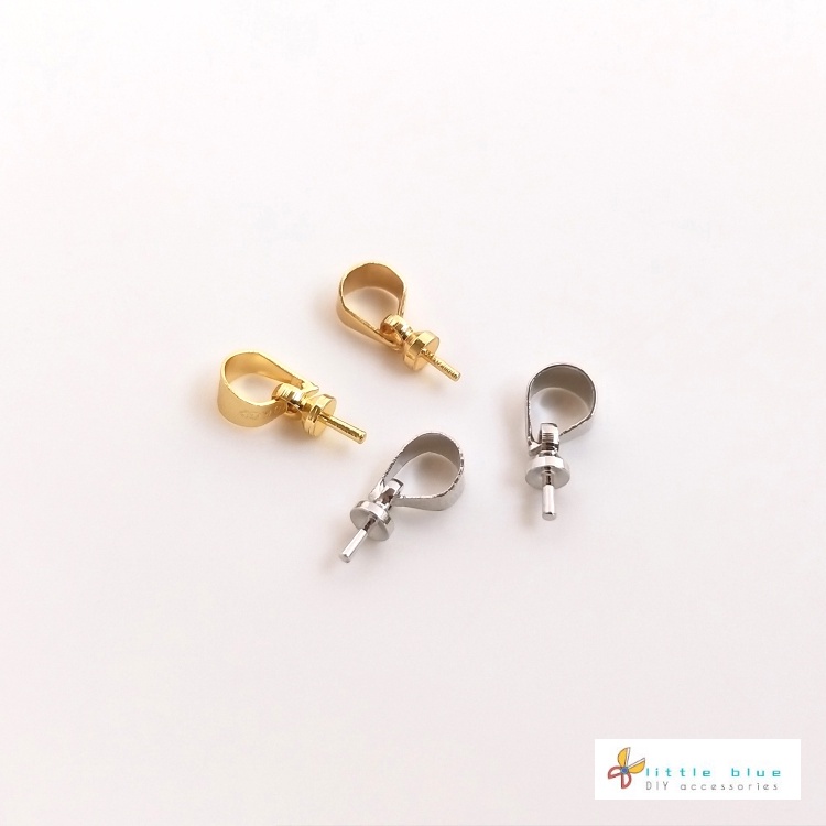 Khóa Kẹp Nửa Lỗ Bằng Bạch Kim Màu Vàng 18K Dùng Làm Mặt Dây Chuyền DIY
